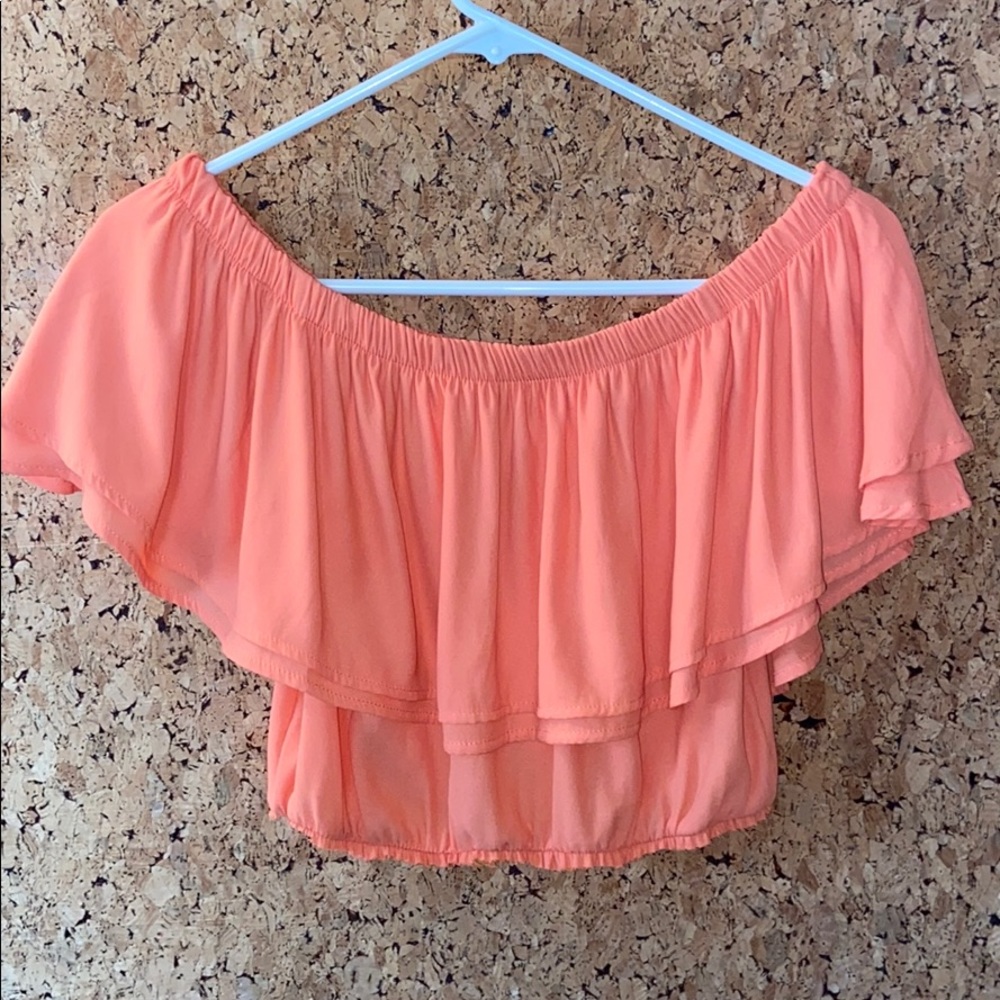 Orange off the shoulder crop top